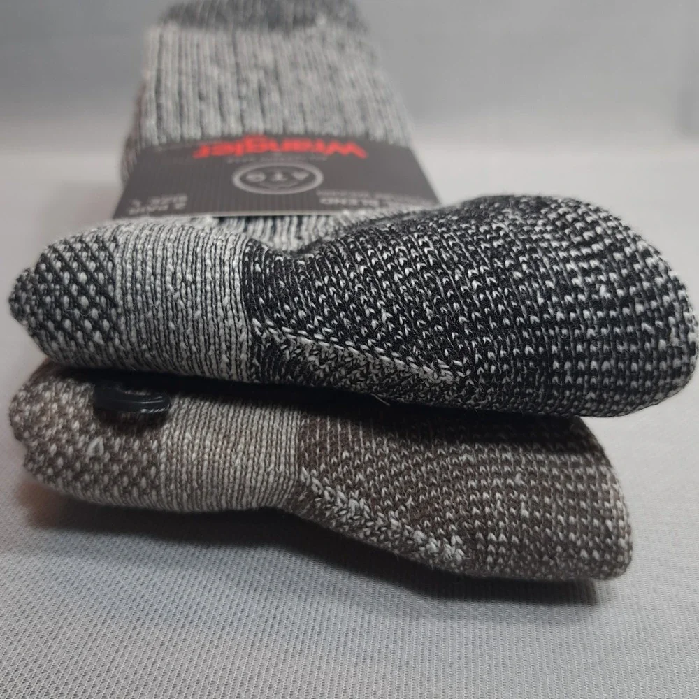 Wrangler ATG Men's 2 Pairs Size L Wool Blend Winter‎ Socks Black/Brown